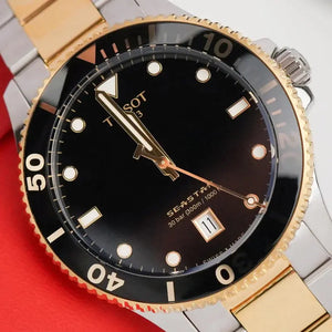 Tissot T120.410.22.051.00 Seastar 1000 Black Dial Two Tone Steel Strap Watch For Men Tissot
