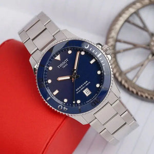 Tissot T120.410.11.041.00 Seastar 1000 Blue Dial Silver Steel Strap Watch For Men Tissot