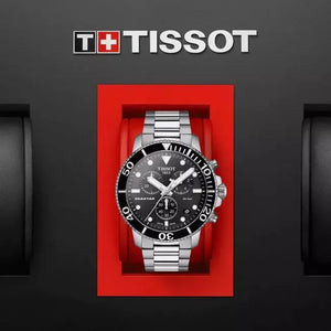 Tissot T120.417.11.051.00 Seastar 1000 Chronograph Black Dial Silver Steel Strap Watch For Men Tissot