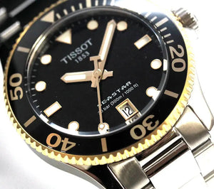 Tissot T120.210.21.051.00 Seastar 1000 Black Dial Silver Steel Strap Watch For Men Tissot