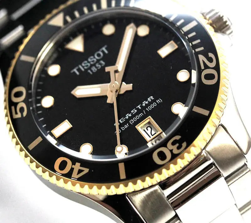 Tissot T120.210.21.051.00 Seastar 1000 Black Dial Silver Steel Strap Watch For Men Tissot