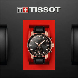 Tissot T125.617.36.051.00 Supersport Chrono Black Dial Black Leather Strap Watch for Men Tissot