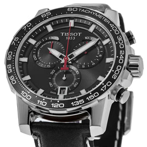 Tissot T125.617.16.051.00 Supersport Chrono Black Dial Black Leather Strap Watch for Men Tissot