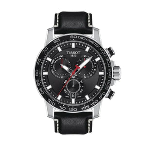 Tissot T125.617.16.051.00 Supersport Chrono Black Dial Black Leather Strap Watch for Men Tissot