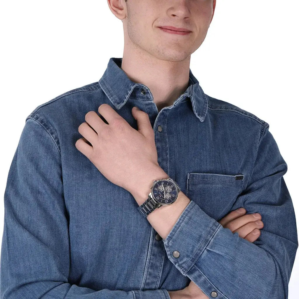 Tommy Hilfiger 1791293 Keagan Blue Dial Silver Steel Strap Watch for Men Tommy Hilfiger