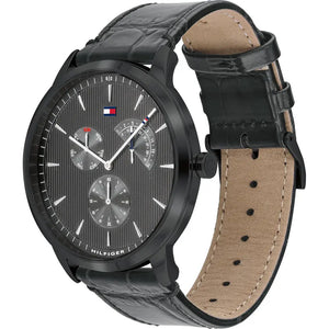 Tommy Hilfiger 1710388 Brad Chronograph Quartz Grey Dial Grey Leather Strap Watch For Men Tommy Hilfiger
