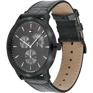 Tommy Hilfiger 1710388 Brad Chronograph Quartz Grey Dial Grey Leather Strap Watch For Men Tommy Hilfiger