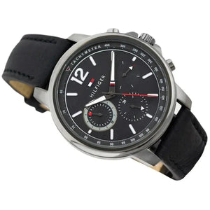 Tommy Hilfiger 1791533 London Chronograph Grey Dial Black Leather Strap Watch for Men Tommy Hilfiger
