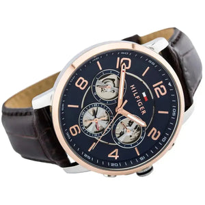 Tommy Hilfiger 1791290 Keagan Chronograph Blue Dial Brown Leather Strap Watch for Men Tommy Hilfiger