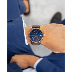 Tommy Hilfiger 1710418 Daniel Blue Dial Brown Leather Strap Watch for Men Tommy Hilfiger
