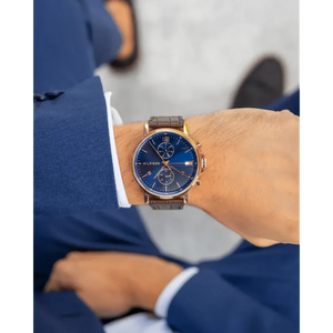Tommy Hilfiger 1710418 Daniel Blue Dial Brown Leather Strap Watch for Men Tommy Hilfiger