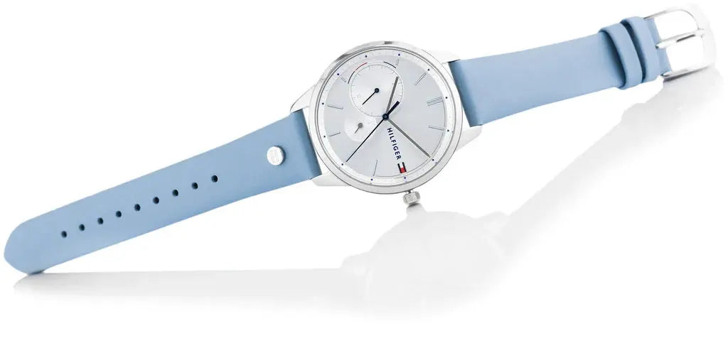 Tommy Hilfiger 1782023 Brooke Silver Dial Blue Leather Strap Watch for Women Tommy Hilfiger