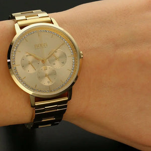 Hugo Boss 1502572 Prima Gold Dial Gold Steel Strap Watch for Women Hugo Boss