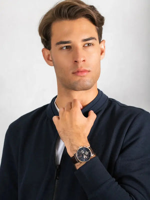 Tommy Hilfiger 1791290 Keagan Chronograph Blue Dial Brown Leather Strap Watch for Men Tommy Hilfiger