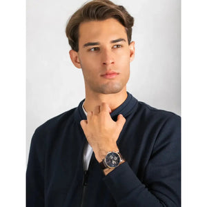 Tommy Hilfiger 1791290 Keagan Chronograph Blue Dial Brown Leather Strap Watch for Men Tommy Hilfiger