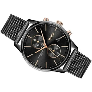Hugo Boss 1513811 Associate Black Dial Black Mesh Bracelet Watch for Men Hugo Boss