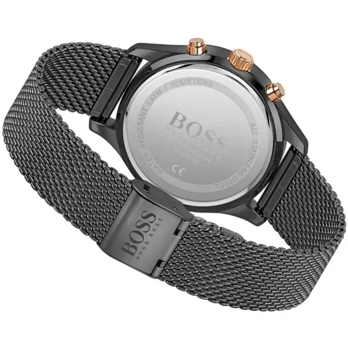 Hugo Boss 1513811 Associate Black Dial Black Mesh Bracelet Watch for Men Hugo Boss
