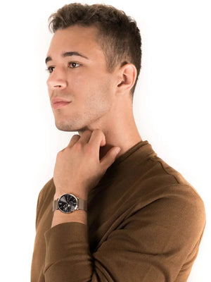 Tommy Hilfiger 1791506 Brooklyn Grey Dial Gold Mesh Bracelet Watch for Men Tommy Hilfiger