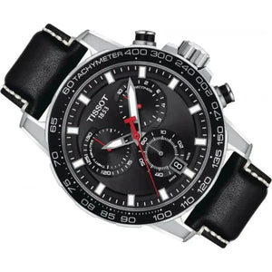 Tissot T125.617.16.051.00 Supersport Chrono Black Dial Black Leather Strap Watch for Men Tissot