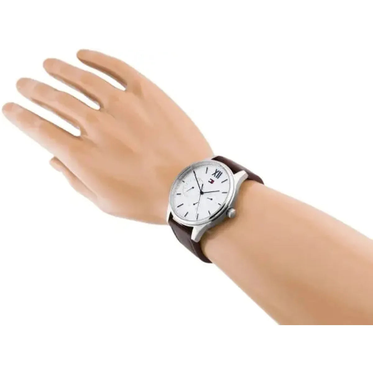 Tommy Hilfiger 1791418 Damon Quartz White Dial Brown Leather Strap Watch for Men Tommy Hilfiger