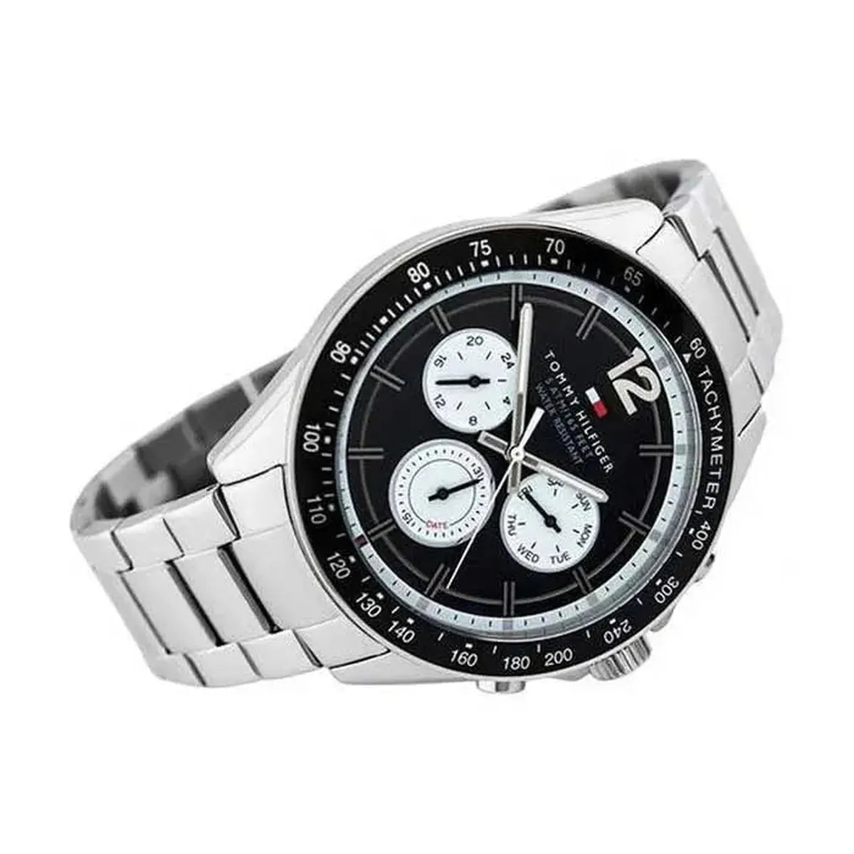Tommy Hilfiger 1791120 Luke Quartz Black Dial Silver Steel Strap Watch for Men Tommy Hilfiger