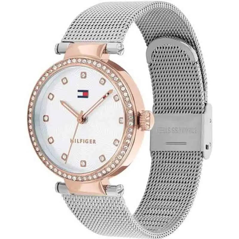 Tommy Hilfiger 1781863 Lynn Quartz Silver Dial Silver Mesh Bracelet Watch For Women Tommy Hilfiger