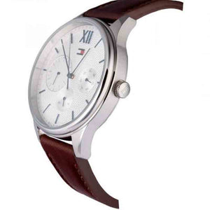 Tommy Hilfiger 1791418 Damon Quartz White Dial Brown Leather Strap Watch for Men Tommy Hilfiger