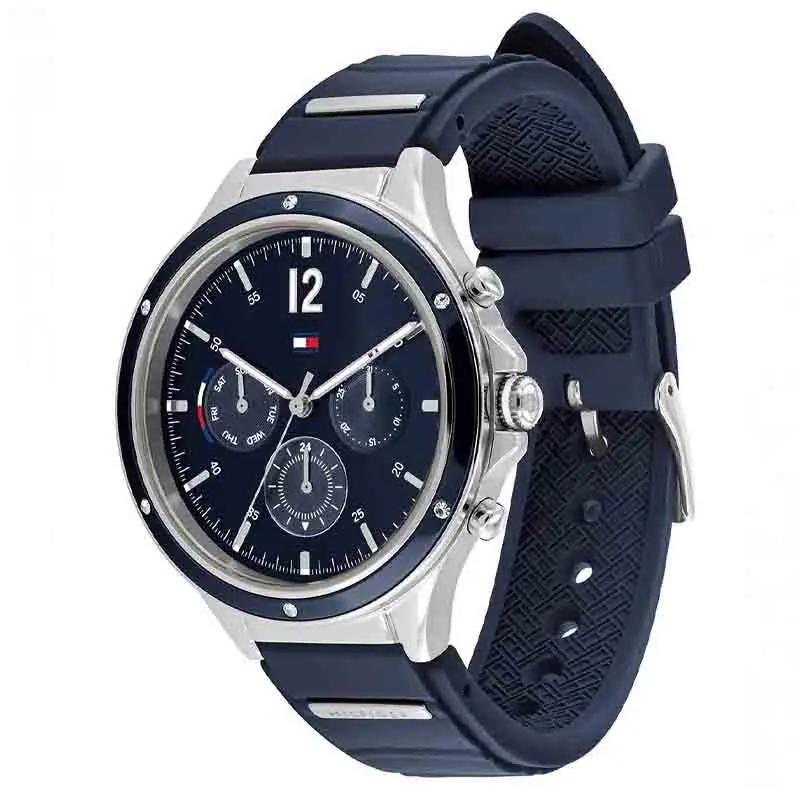 Tommy Hilfiger 1782281 Eve Chronograph Quartz Blue Dial Blue Rubber Strap Watch For Women Tommy Hilfiger