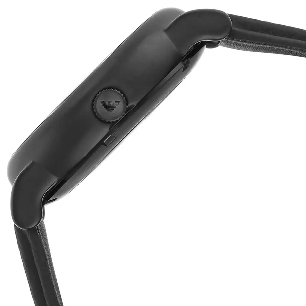 Emporio Armani AR60032 Meccanico Quartz Black Dial Black Leather Strap Watch For Men Emporio Armani