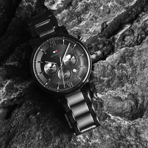 Tommy Hilfiger 1710410 Evan Chronograph Quartz Black Dial Black Steel Strap Watch For Men Tommy Hilfiger