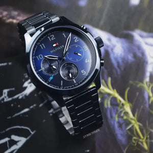 Tommy Hilfiger 1791853 Asher Chronograph Blue Dial Blue Steel Strap Watch For Men Tommy Hilfiger