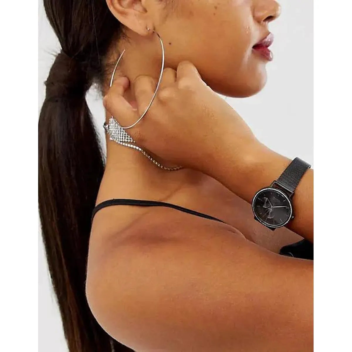 Hugo Boss 1502521 Infinity Black Dial Black Mesh Bracelet Watch for Women Hugo Boss