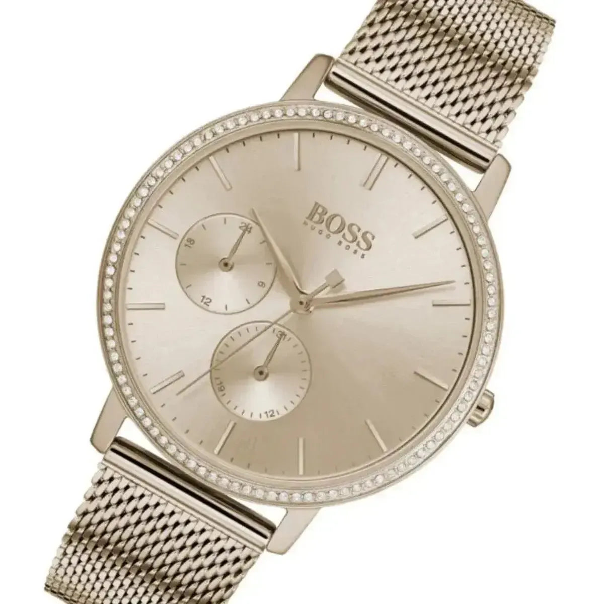 Hugo Boss 1502519 Infinity Carnation Gold Dial Gold Mesh Bracelet Watch for Women Hugo Boss