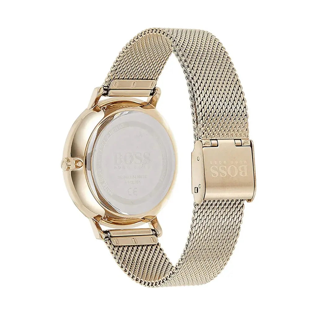 Hugo Boss 1502520 Infinity Gold Dial Gold Mesh Bracelet Watch for Women Hugo Boss