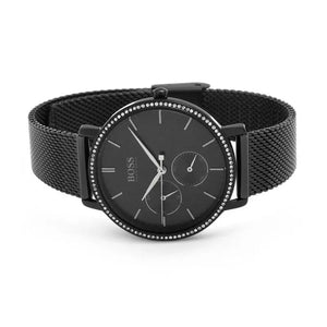 Hugo Boss 1502521 Infinity Black Dial Black Mesh Bracelet Watch for Women Hugo Boss