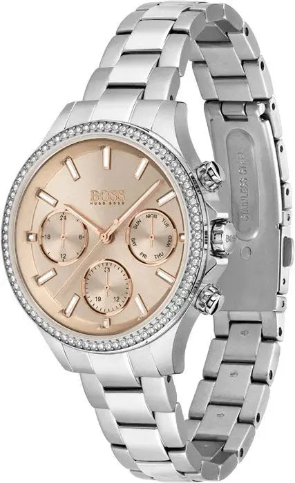 Hugo Boss 1502565 Hera Rose Pink Dial Silver Steel Strap Watch for Women Hugo Boss
