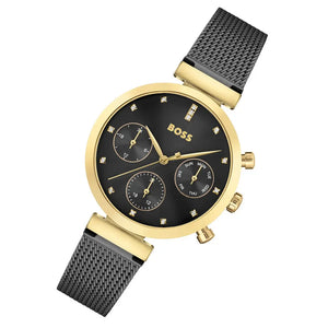 Hugo Boss 1502627 Flawless Black Dial Black Mesh Bracelet Watch for Women Hugo Boss