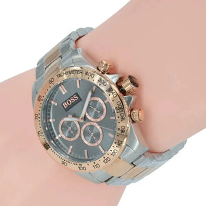 Hugo Boss 1513339 Ikon Grey Dial Two Tone Steel Strap Watch for Men Hugo Boss