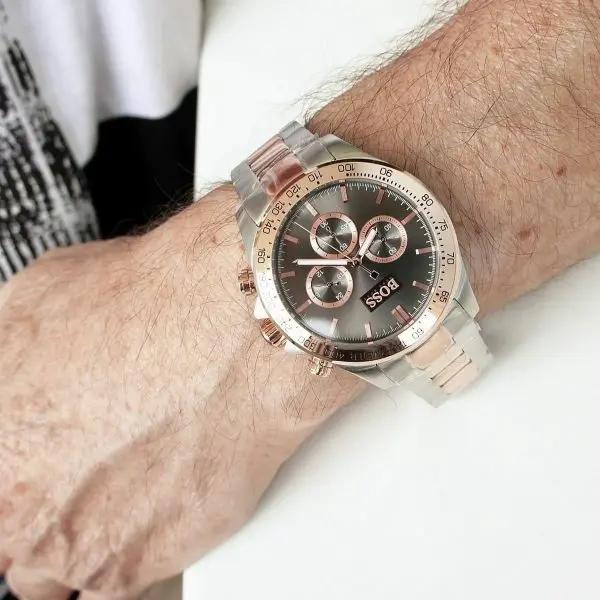 Hugo Boss 1513339 Ikon Grey Dial Two Tone Steel Strap Watch for Men Hugo Boss