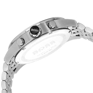 Hugo Boss 1513383 Jet Black Dial Silver Steel Strap Watch for Men Hugo Boss