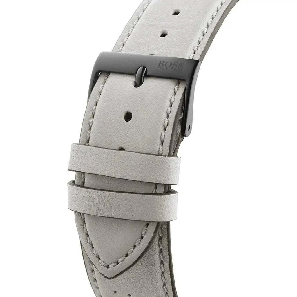 Hugo Boss 1513562 Grand Prix Chronograph Black Dial Grey Leather Strap Watch for Men Hugo Boss