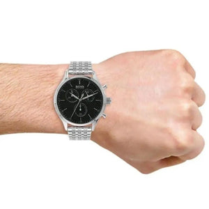 Hugo Boss 1513652 Companion Black Dial Silver Steel Strap Watch for Men Hugo Boss