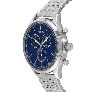 Hugo Boss 1513653 Companion Blue Dial Silver Steel Strap Watch for Men Hugo Boss