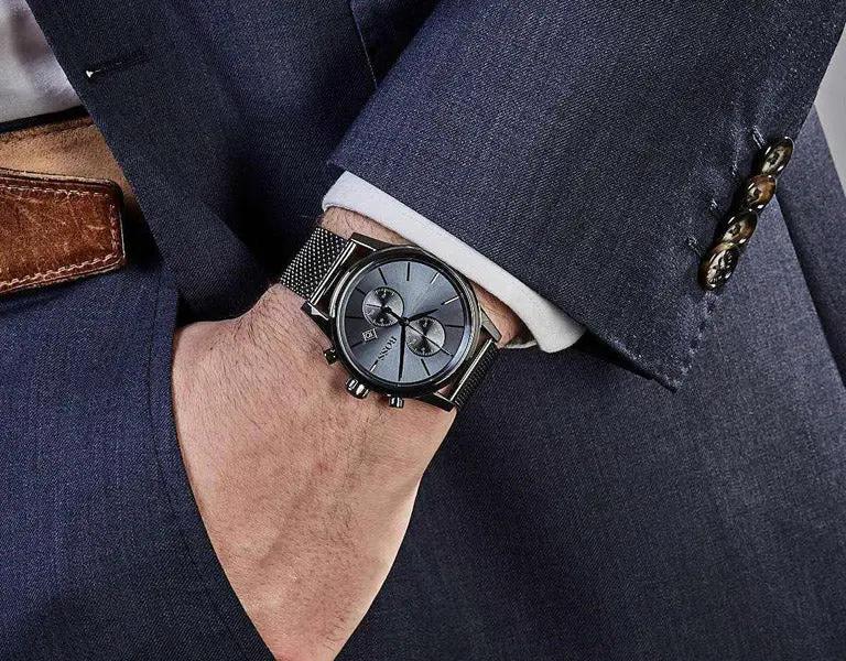 Hugo Boss 1513677 Jet Blue Dial Gunmetal Mesh Bracelet Watch for Men Hugo Boss