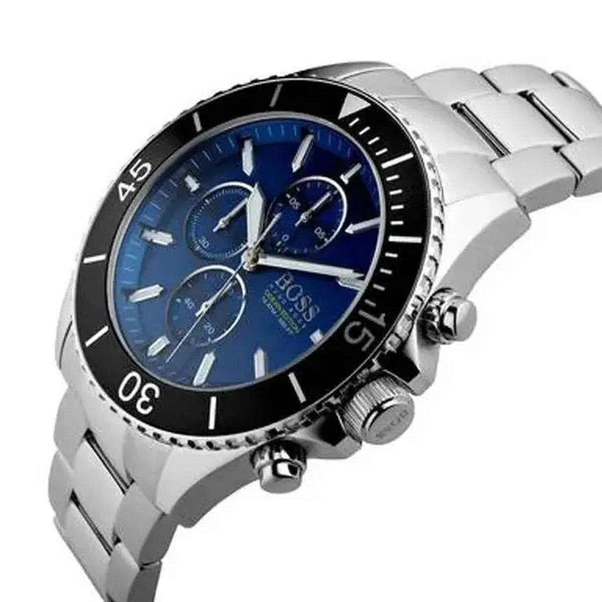 Hugo Boss 1513704 Ocean Edition Chronograph Blue Dial Silver Steel Strap Watch for Men Hugo Boss