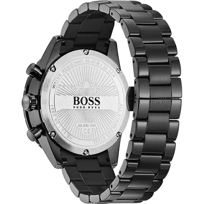 Hugo Boss 1513771 Aero Black Dial Black Steel Strap Watch for Men Hugo Boss