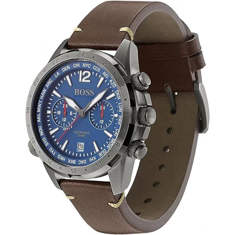 Hugo Boss 1513773 Nomad Blue Dial Brown Leather Strap Watch for Men Hugo Boss