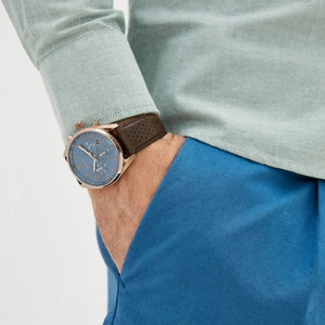 Hugo Boss 1513817 Champion Blue Dial Brown Leather Strap Watch for Men Hugo Boss