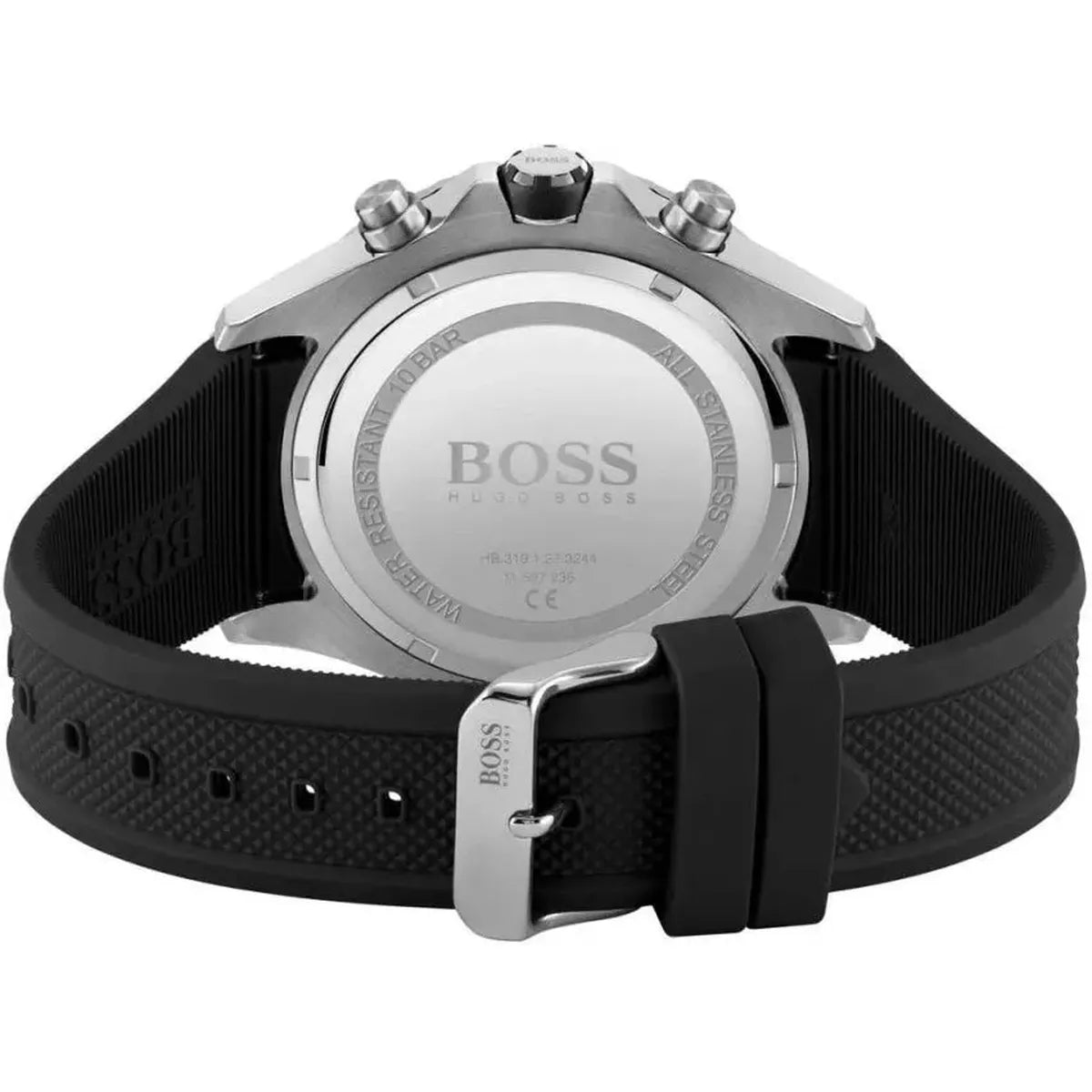 Hugo Boss 1513820 Globetrotter Black Dial Black Silicone Strap Watch for Men Hugo Boss