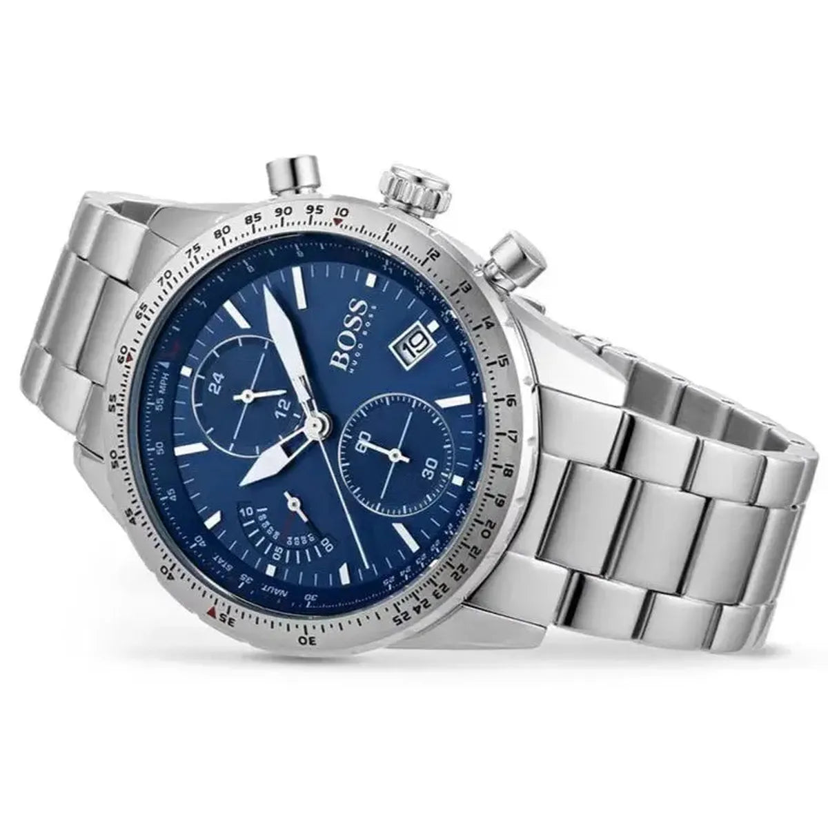 Hugo Boss 1513850 Pilot Blue Dial Silver Steel Strap Watch for Men Hugo Boss